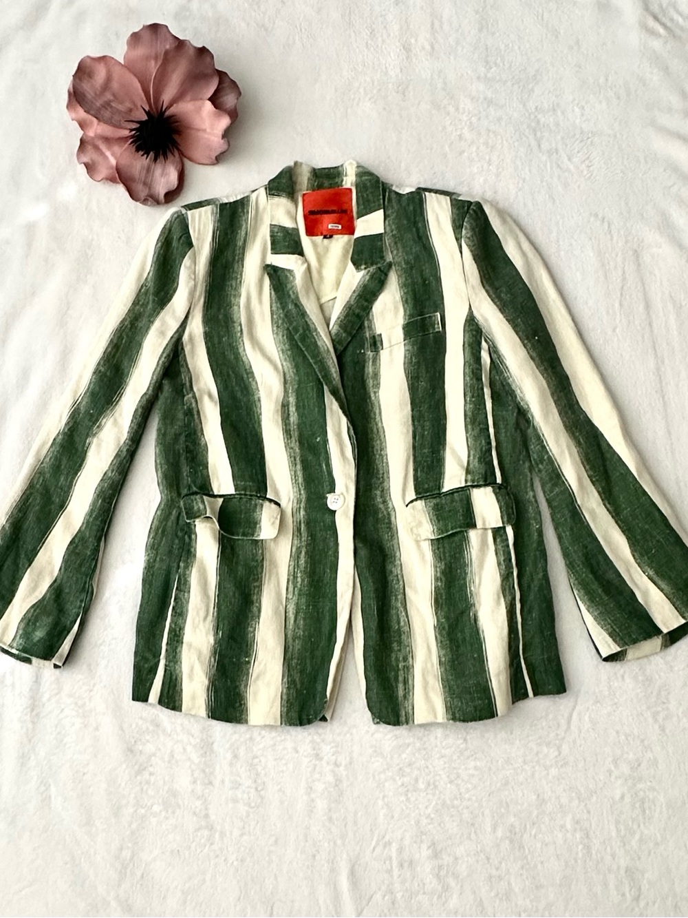 Simon Miller Linen Lennox Jacket Custard Joot Stripe size 4